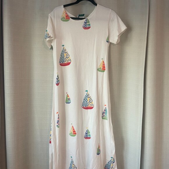 Cotton Short-Sleeved Resortwear in Sailing Motif - Picture 5 of 5